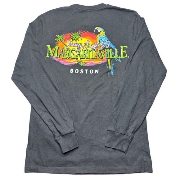 Jimmy Buffett Margaritaville Boston Long Sleeve T Shirt Adult S Black Nautical - Picture 1 of 8